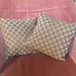Gucci Tan and Brown Monogram pillows NEW